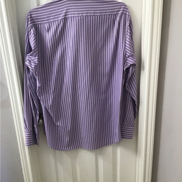 Men’s Custom Tailored Dress Shirt, lavender white stripe 17x32 - Picture 3 of 6